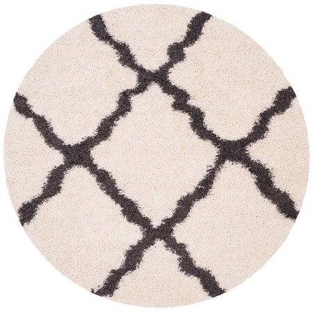 Safavieh 8 x 8 ft. SGD-Dallas Shag Power Loomed Round Area Rug; Ivory & Dark Grey SGD257H-8R